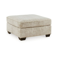 Layla Oversized Accent Ottoman, Parchment Polyester, 37 Inch Square -BM331875