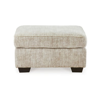 Layla Oversized Accent Ottoman, Parchment Polyester, Black, 35 Inch -BM331876