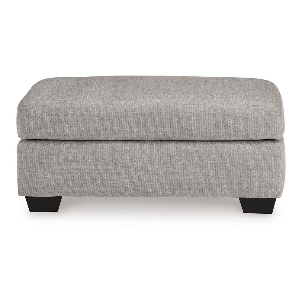 Delaney Ottoman, Flannel Gray Polyester, Soft Cushioned Top, 44 Inch -BM331879
