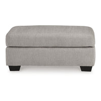 Delaney Ottoman, Flannel Gray Polyester, Soft Cushioned Top, 44 Inch -BM331879