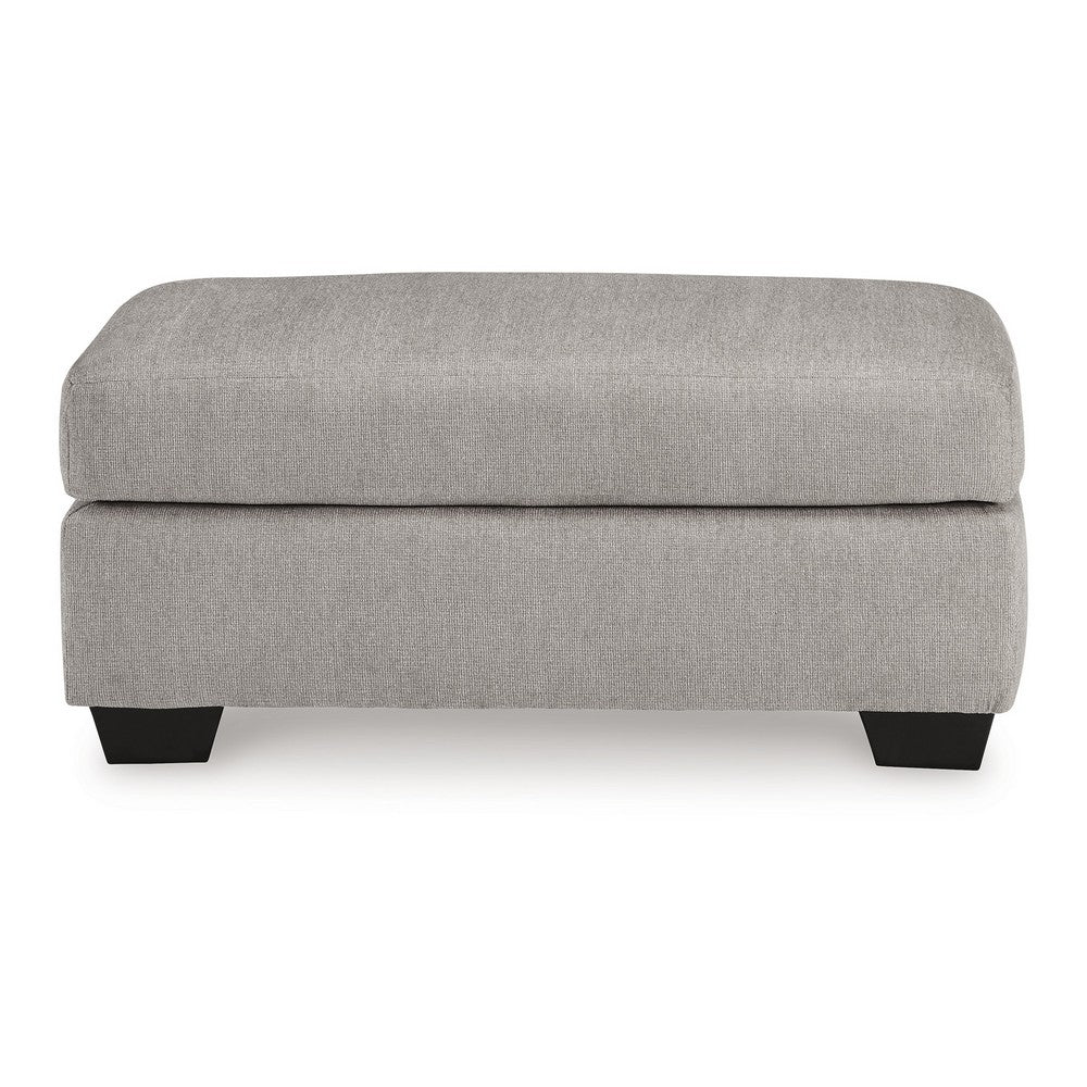 Delaney Ottoman, Flannel Gray Polyester, Soft Cushioned Top, 44 Inch -BM331879
