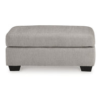Delaney Ottoman, Flannel Gray Polyester, Soft Cushioned Top, 44 Inch -BM331879