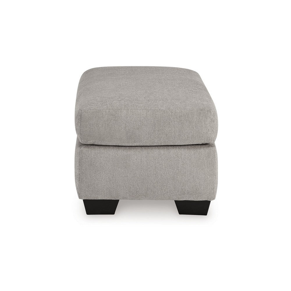 Delaney Ottoman, Flannel Gray Polyester, Soft Cushioned Top, 44 Inch -BM331879
