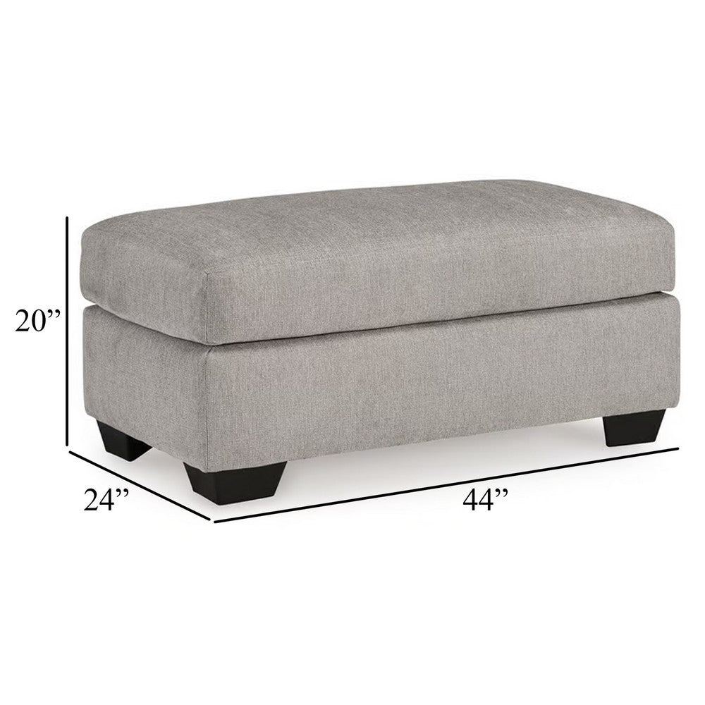 Delaney Ottoman, Flannel Gray Polyester, Soft Cushioned Top, 44 Inch -BM331879