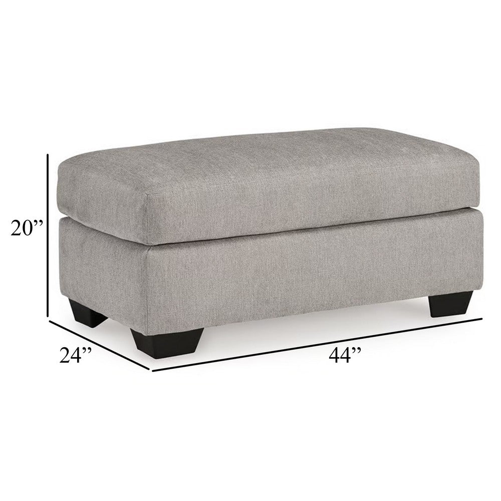 Delaney Ottoman, Flannel Gray Polyester, Soft Cushioned Top, 44 Inch -BM331879