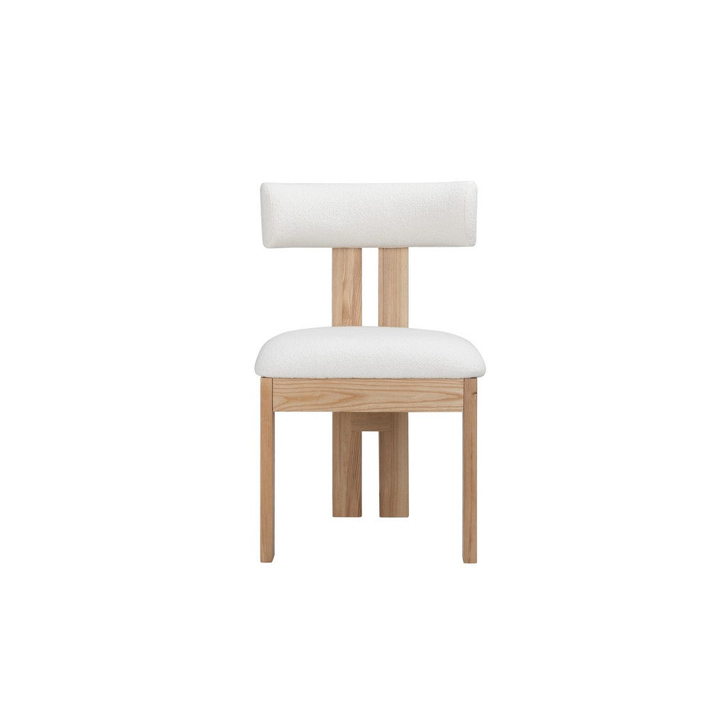 Lin Dining Side Chair, Curved Backrest and White Polyester Upholstery -BM331994