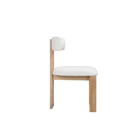 Lin Dining Side Chair, Curved Backrest and White Polyester Upholstery -BM331994