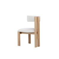 Lin Dining Side Chair, Curved Backrest and White Polyester Upholstery -BM331994