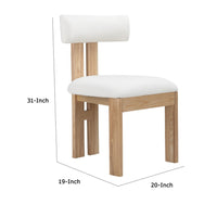 Lin Dining Side Chair, Curved Backrest and White Polyester Upholstery -BM331994