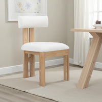 Lin Dining Side Chair, Curved Backrest and White Polyester Upholstery -BM331994