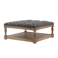 Xena Coffee Table, 36 Inch Tufted Frost Gray Upholstery, Solid Wood -BM331996