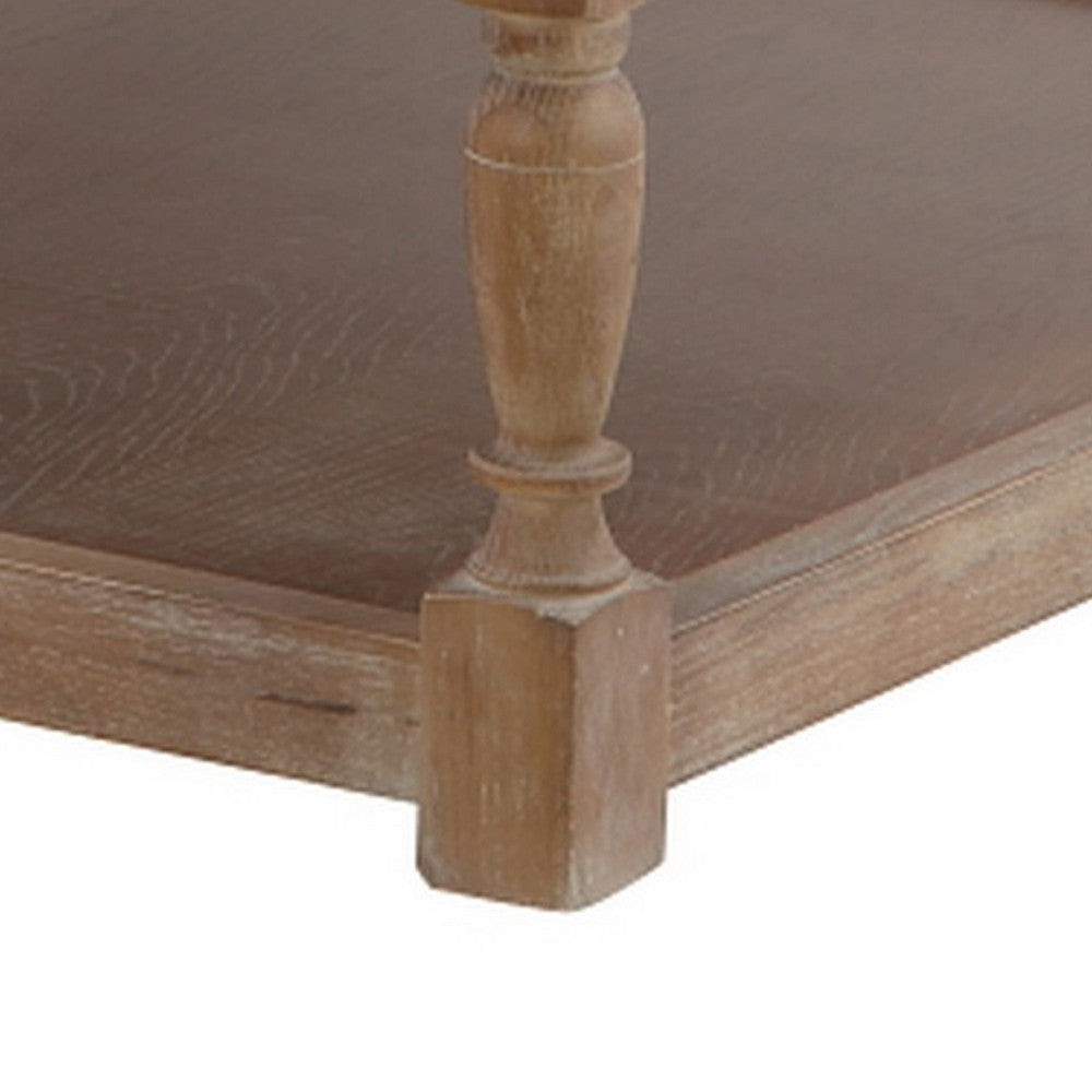Xena Coffee Table, 36 Inch Tufted Natural White Upholstery, Solid Wood -BM331997