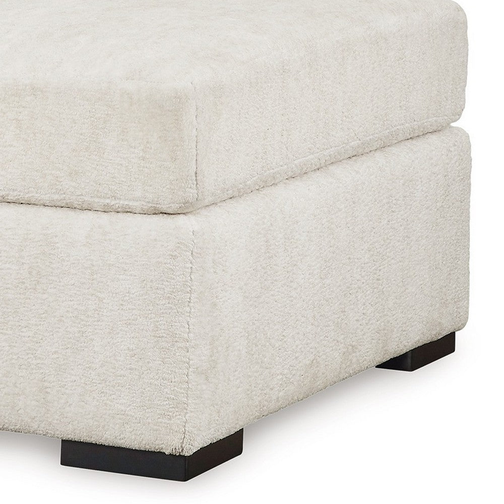 Akon Oversized Ottoman, Modern Plush Ivory Polyester 39 Inch Square -BM332156