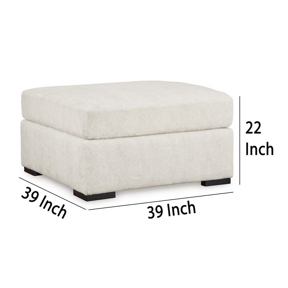 Akon Oversized Ottoman, Modern Plush Ivory Polyester 39 Inch Square -BM332156