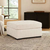 Akon Oversized Ottoman, Modern Plush Ivory Polyester 39 Inch Square -BM332156