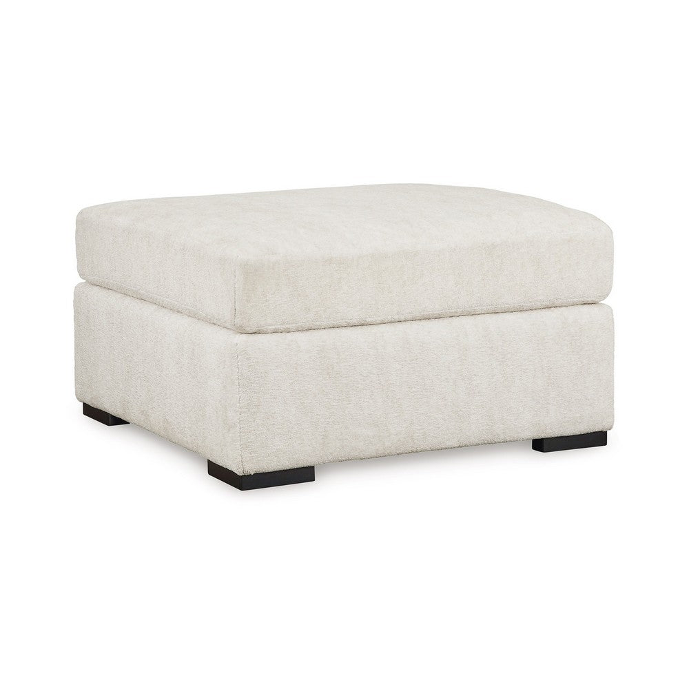 Akon Oversized Ottoman, Modern Plush Ivory Polyester 39 Inch Square -BM332156