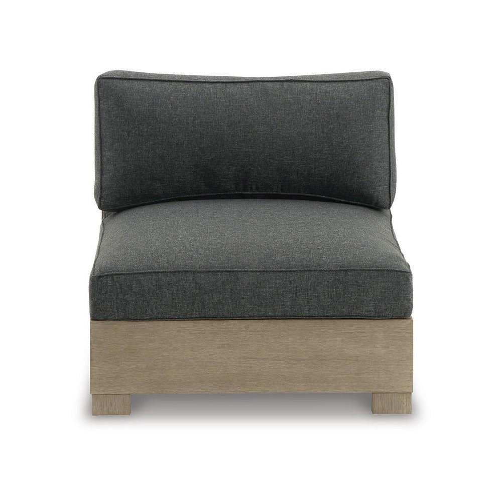 Mayo Outdoor Modular Armless Chair, Dark Gray Nuvella Fabric, Brown -BM332197
