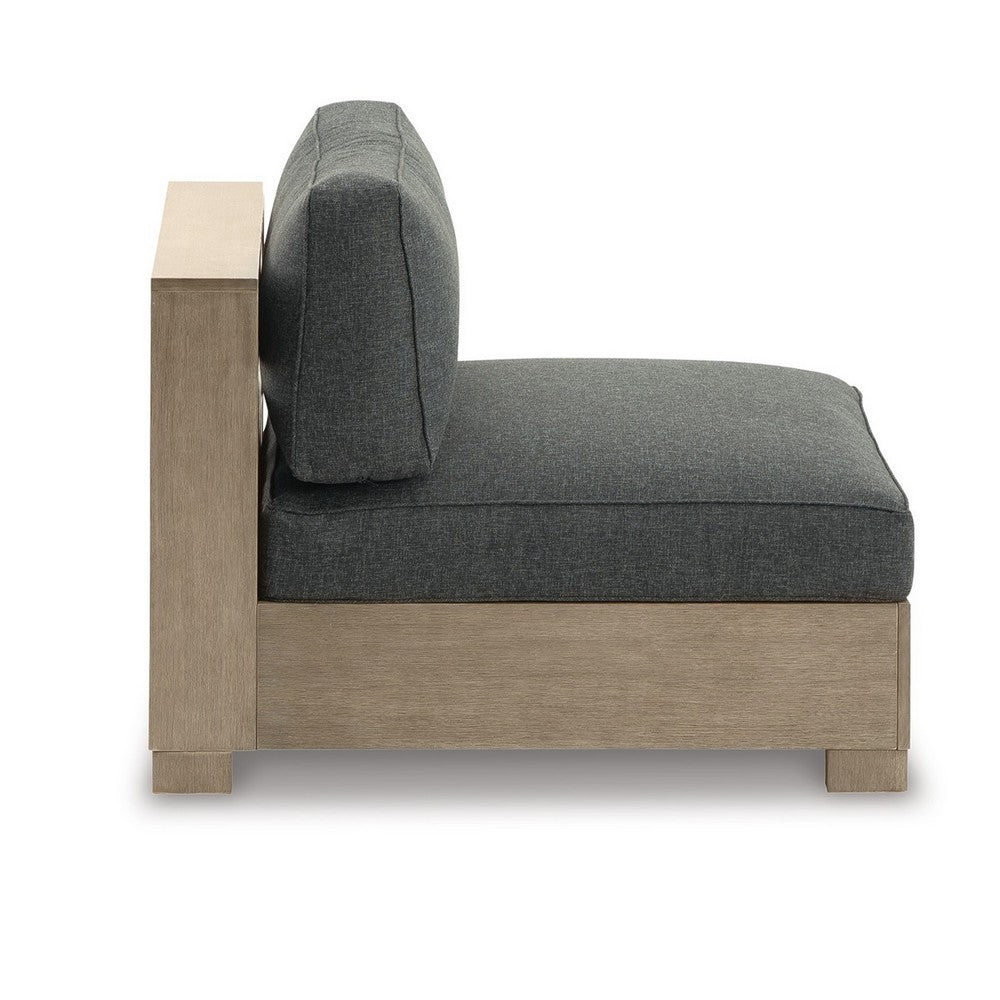 Mayo Outdoor Modular Armless Chair, Dark Gray Nuvella Fabric, Brown -BM332197