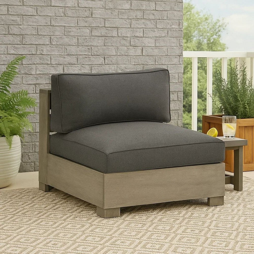 Mayo Outdoor Modular Armless Chair, Dark Gray Nuvella Fabric, Brown -BM332197