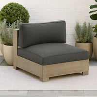 Mayo Outdoor Modular Armless Chair, Dark Gray Nuvella Fabric, Brown -BM332197
