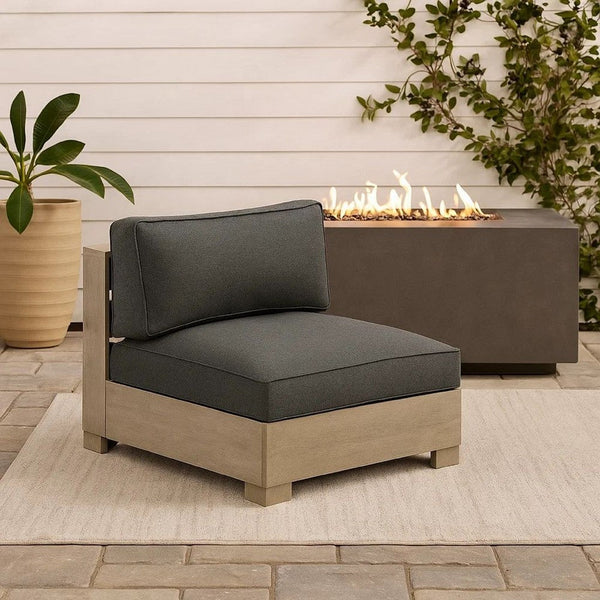 Mayo Outdoor Modular Armless Chair, Dark Gray Nuvella Fabric, Brown -BM332197