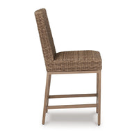 Walo Indoor Outdoor Barstool Set of 2, Wicker Seat 28 Inch, Brown -BM332198