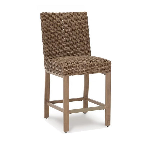 Walo Indoor Outdoor Barstool Set of 2, Wicker Seat 28 Inch, Brown -BM332198