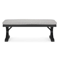 Tira Outdoor Bench, Gray Nuvella, 54 Inch, Black Wicker Trestle Base -BM332201