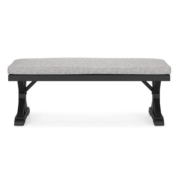 Tira Outdoor Bench, Gray Nuvella, 54 Inch, Black Wicker Trestle Base -BM332201