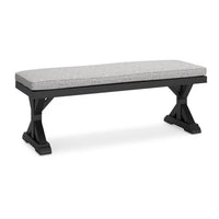Tira Outdoor Bench, Gray Nuvella, 54 Inch, Black Wicker Trestle Base -BM332201