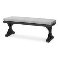 Tira Outdoor Bench, Gray Nuvella, 54 Inch, Black Wicker Trestle Base -BM332201