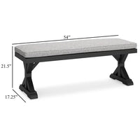 Tira Outdoor Bench, Gray Nuvella, 54 Inch, Black Wicker Trestle Base -BM332201
