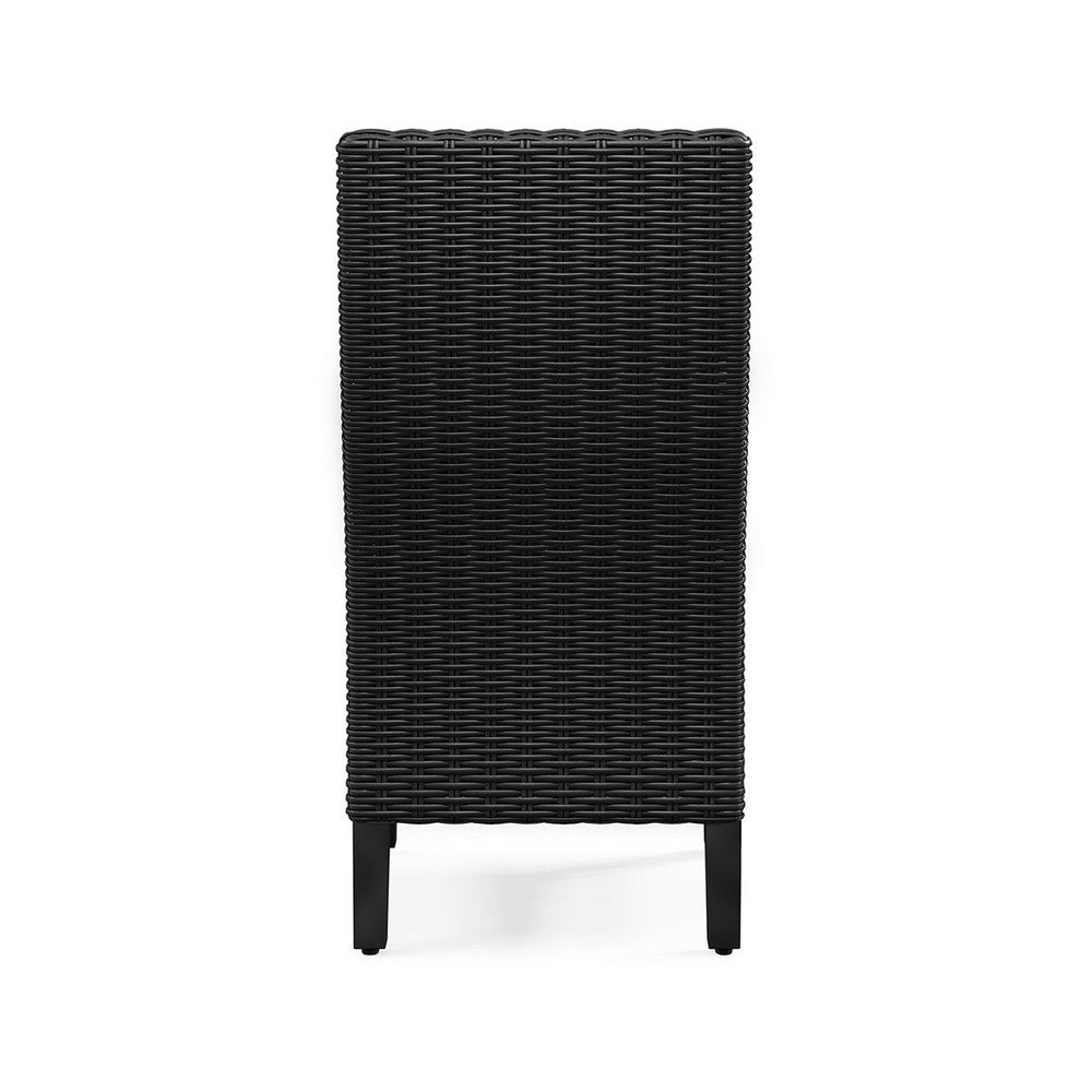 Tira Indoor Outdoor Side Chair Set of 2, Black Wicker, Gray Nuvella -BM332202