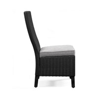 Tira Indoor Outdoor Side Chair Set of 2, Black Wicker, Gray Nuvella -BM332202