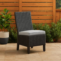 Tira Indoor Outdoor Side Chair Set of 2, Black Wicker, Gray Nuvella -BM332202