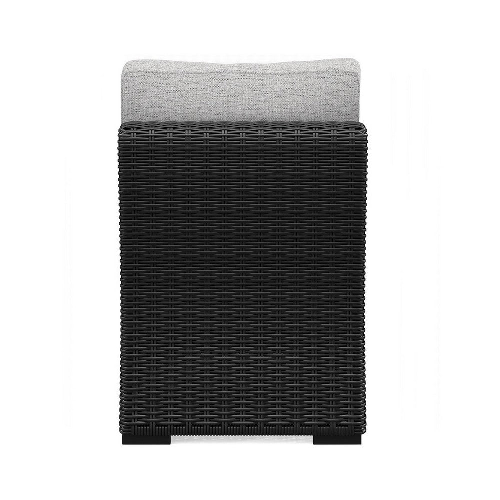 Tira Outdoor Modular Armless Chair, Black Woven Wicker, Gray Nuvella -BM332204