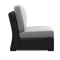Tira Outdoor Modular Armless Chair, Black Woven Wicker, Gray Nuvella -BM332204