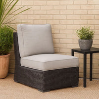 Tira Outdoor Modular Armless Chair, Black Woven Wicker, Gray Nuvella -BM332204