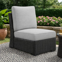 Tira Outdoor Modular Armless Chair, Black Woven Wicker, Gray Nuvella -BM332204