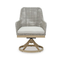 Yami Outdoor Swivel Chair Set of 2, Gray Resin Wicker, Nuvella Seats -BM332207