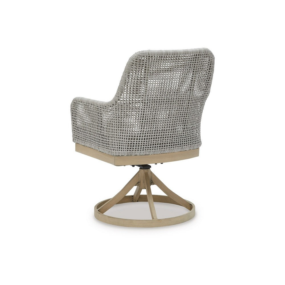 Yami Outdoor Swivel Chair Set of 2, Gray Resin Wicker, Nuvella Seats -BM332207