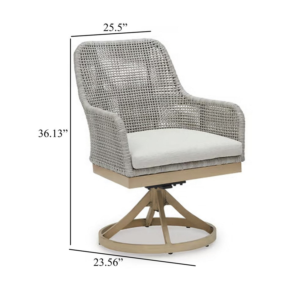 Yami Outdoor Swivel Chair Set of 2, Gray Resin Wicker, Nuvella Seats -BM332207