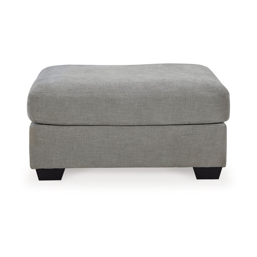 Square Accent Ottoman, 42 Inch Square Cushioned Seat, Gray Polyester -BM332210