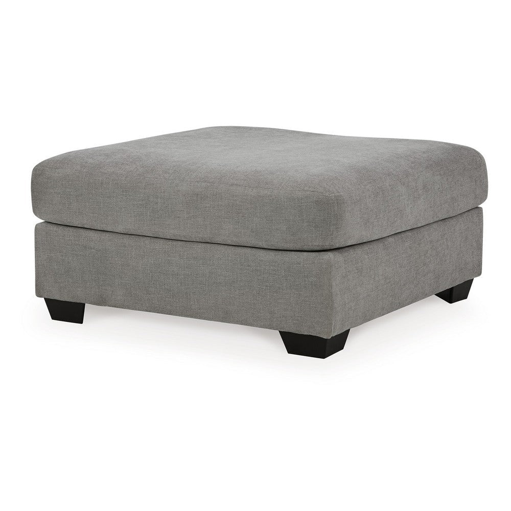 Square Accent Ottoman, 42 Inch Square Cushioned Seat, Gray Polyester -BM332210