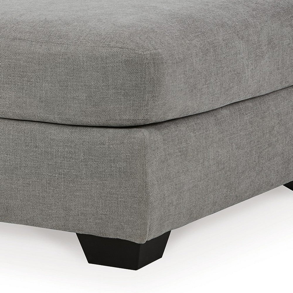 Square Accent Ottoman, 42 Inch Square Cushioned Seat, Gray Polyester -BM332210