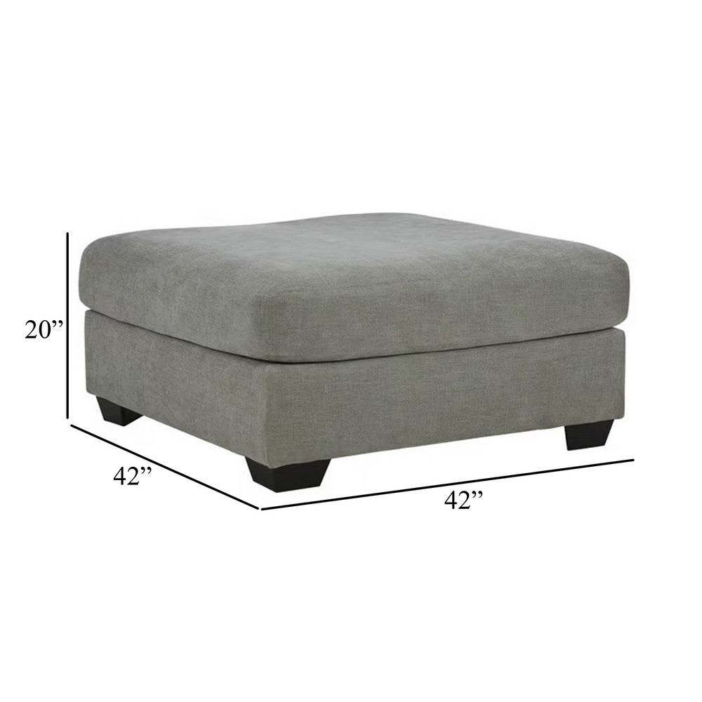 Square Accent Ottoman, 42 Inch Square Cushioned Seat, Gray Polyester -BM332210