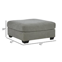 Square Accent Ottoman, 42 Inch Square Cushioned Seat, Gray Polyester -BM332210