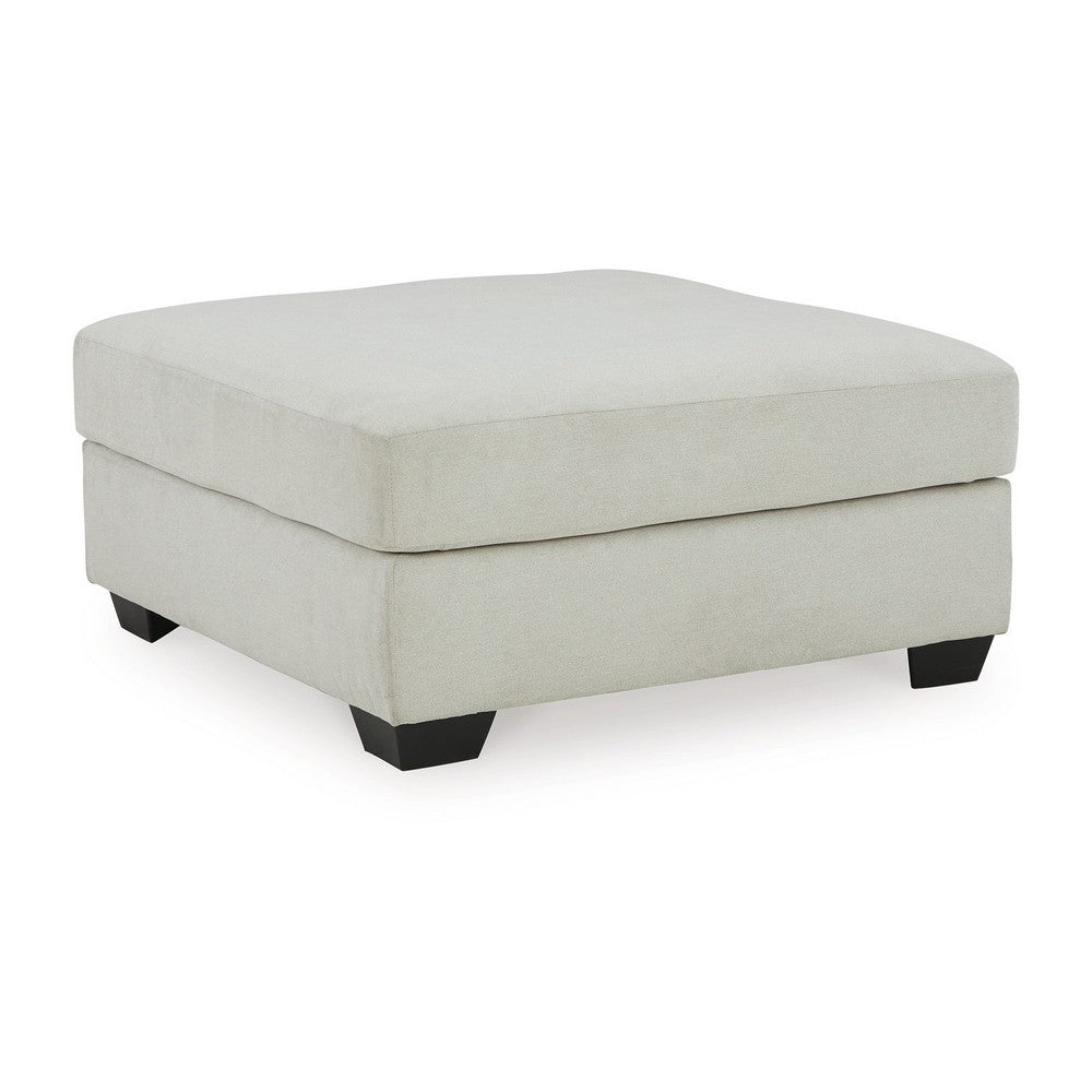 Accent Ottoman, 42 Inch Classic Square Seat, Light Gray Polyester -BM332218