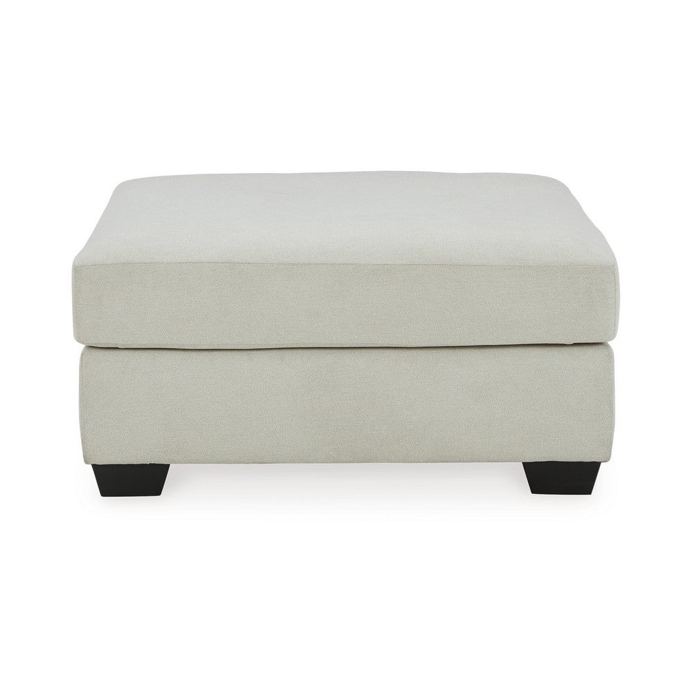 Accent Ottoman, 42 Inch Classic Square Seat, Light Gray Polyester -BM332218