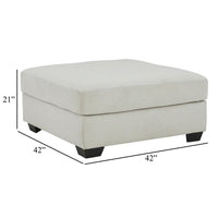 Accent Ottoman, 42 Inch Classic Square Seat, Light Gray Polyester -BM332218